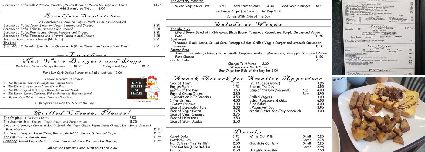 The Purple Rooster Cafe Menu