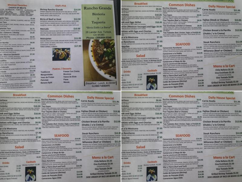 El Rinconcito del Sabor Menu