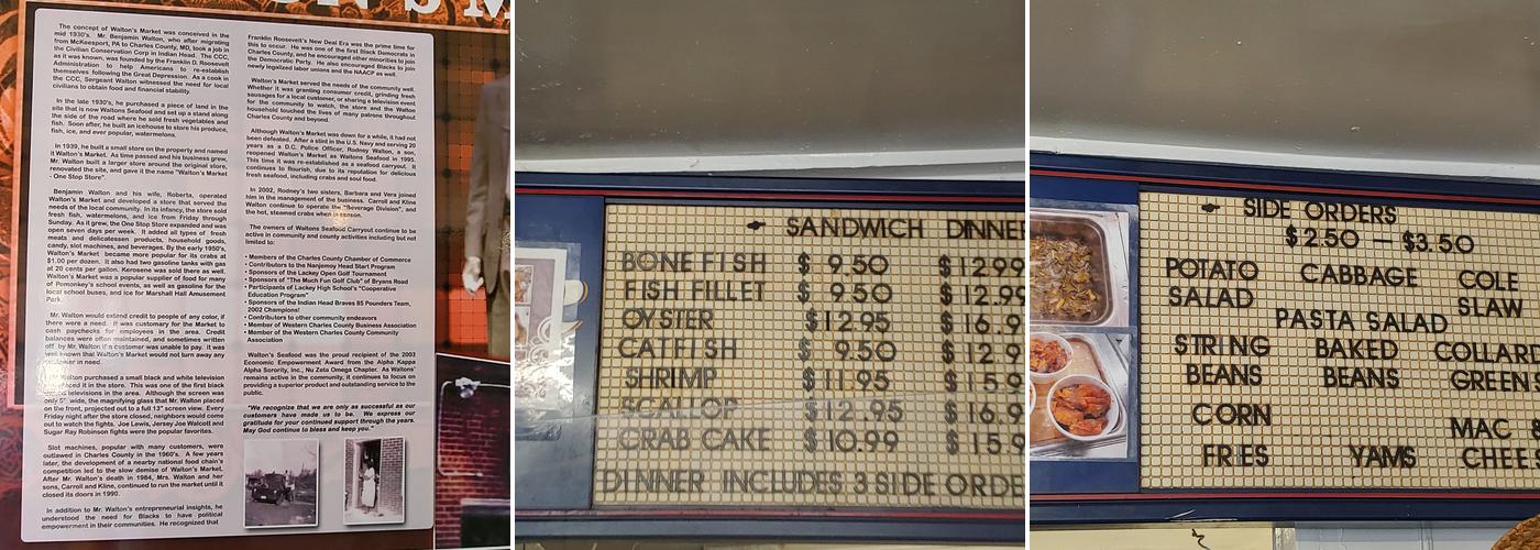 Walton's Seafood Carryout and Beverage Menu