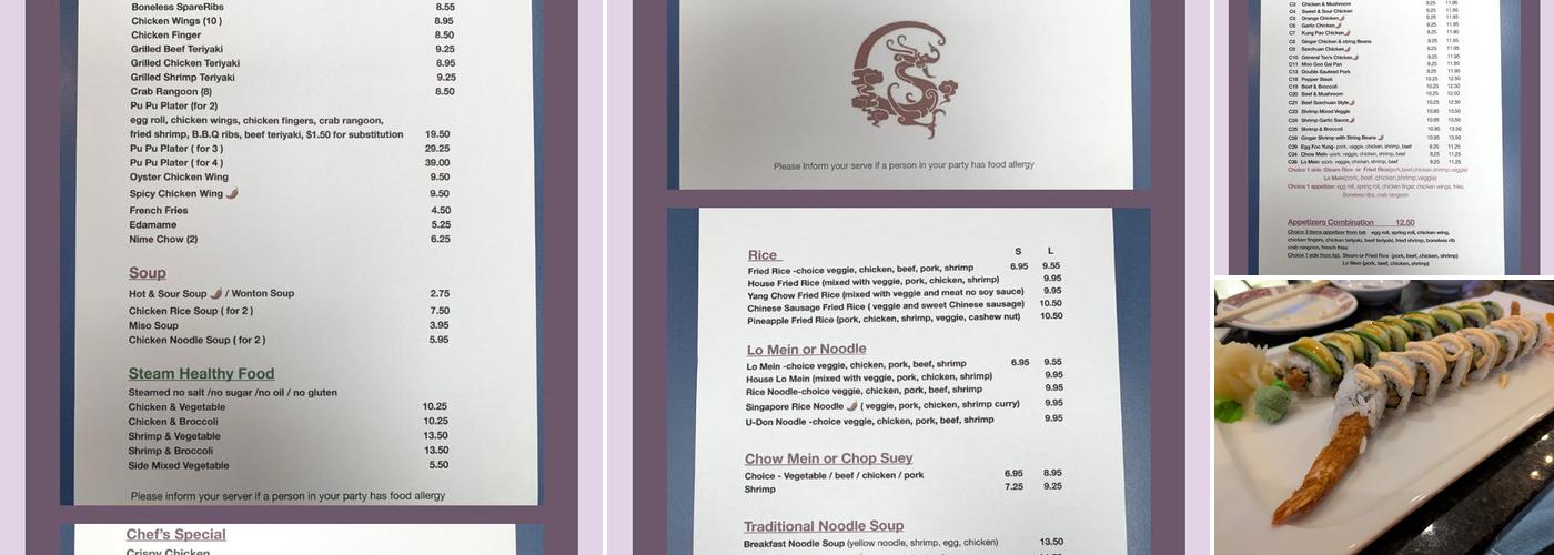 Rangoon Chinese Japanese Restaurant Menu