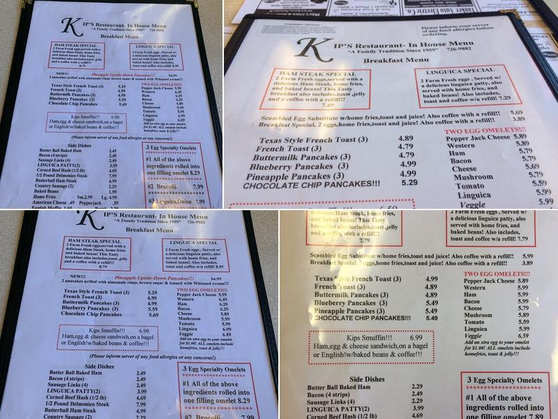 Kip's Restaurant Menu