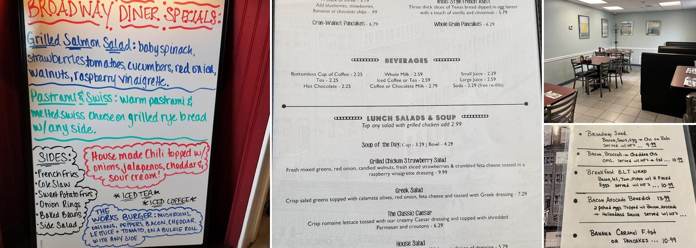 Broadway Diner Menu