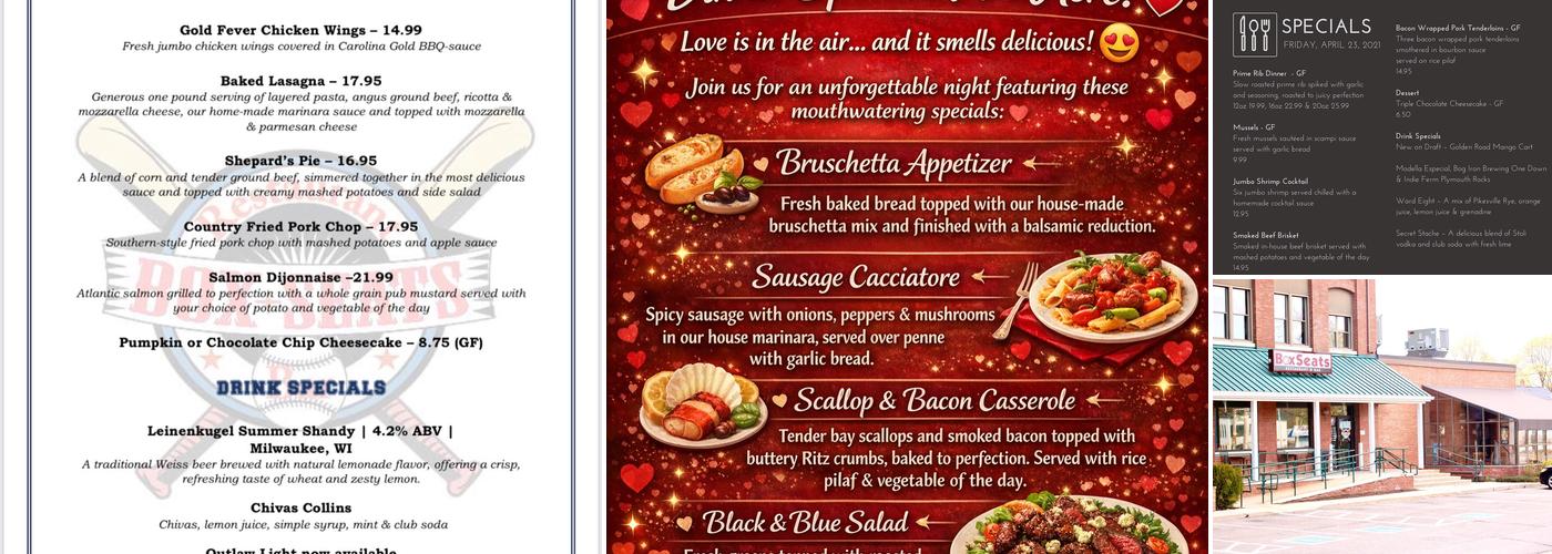 Box Seats Menu