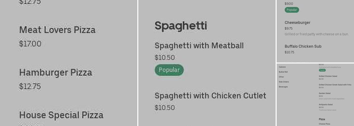 Cambridge House of Pizza Menu