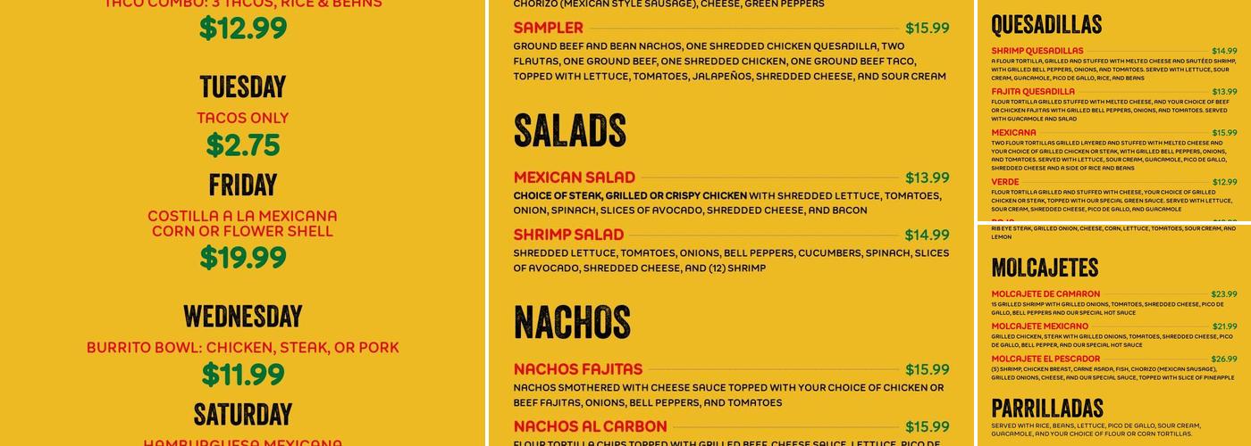 Taquería Manriquez Menu
