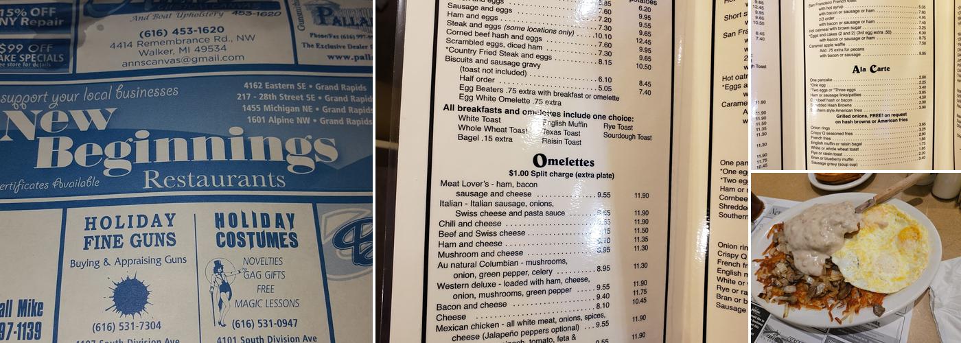 New Beginnings Restaurant Menu