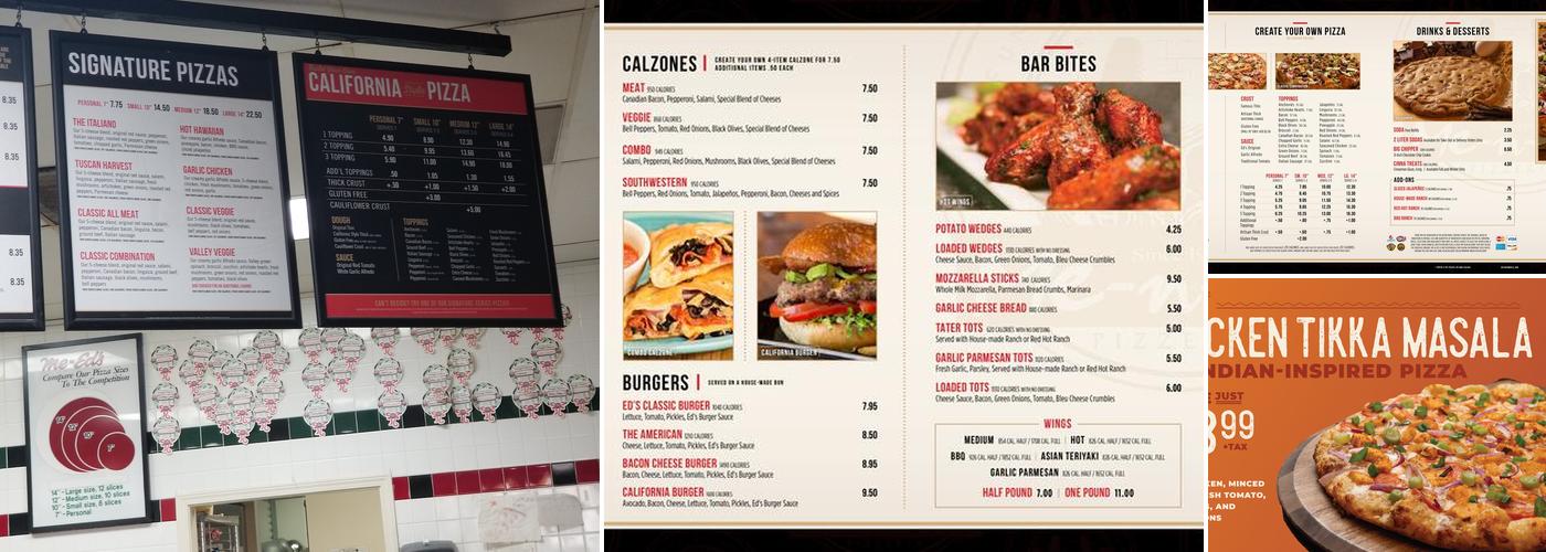 Me n Ed's Pizzera Menu