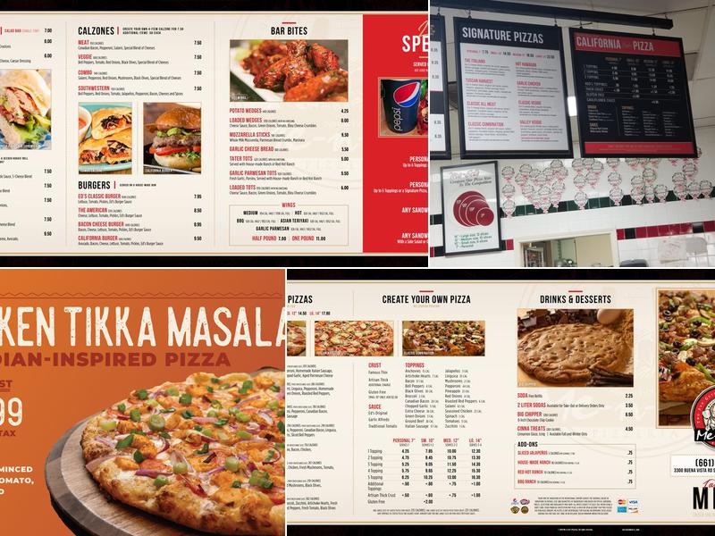 Me n Ed's Pizzera Menu