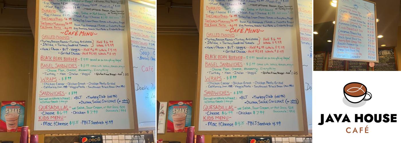 Java House Menu