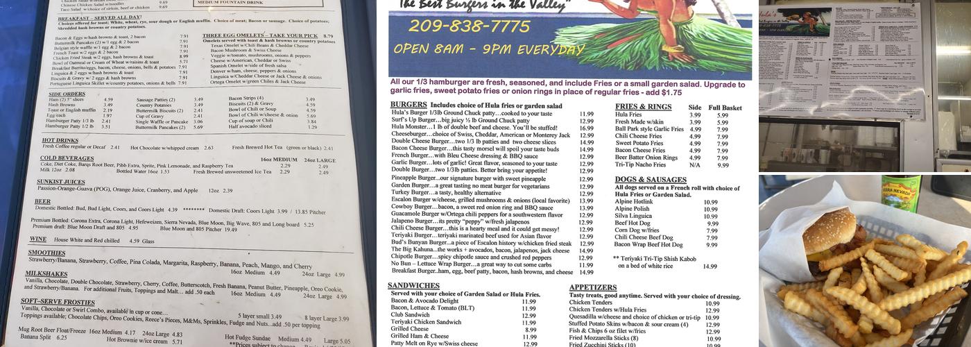 Hula's Menu