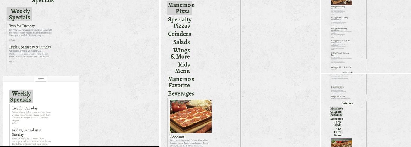 Mancino's Pizza & Grinders Menu