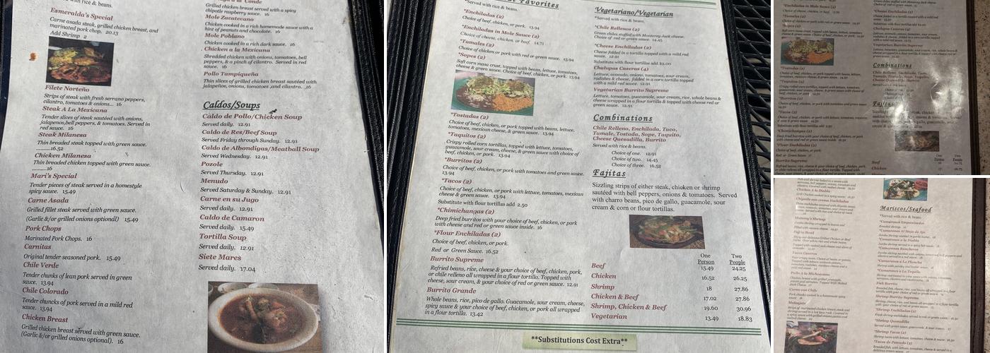Esmeralda's Menu
