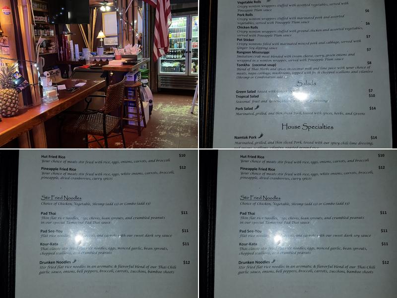 Thai Hut Restaurant & Bar Menu