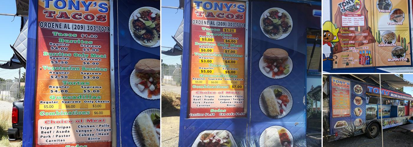 Tony's Tacos Menu