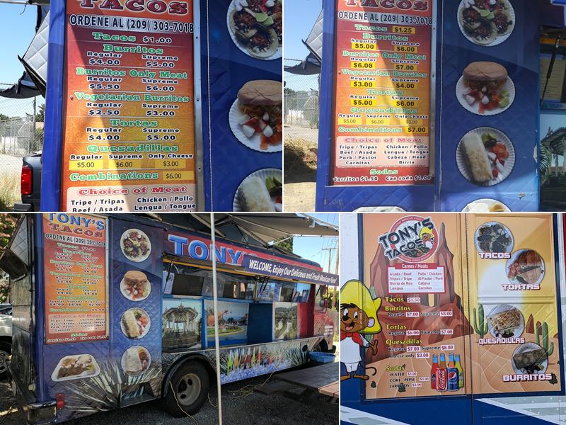 Tony's Tacos Menu