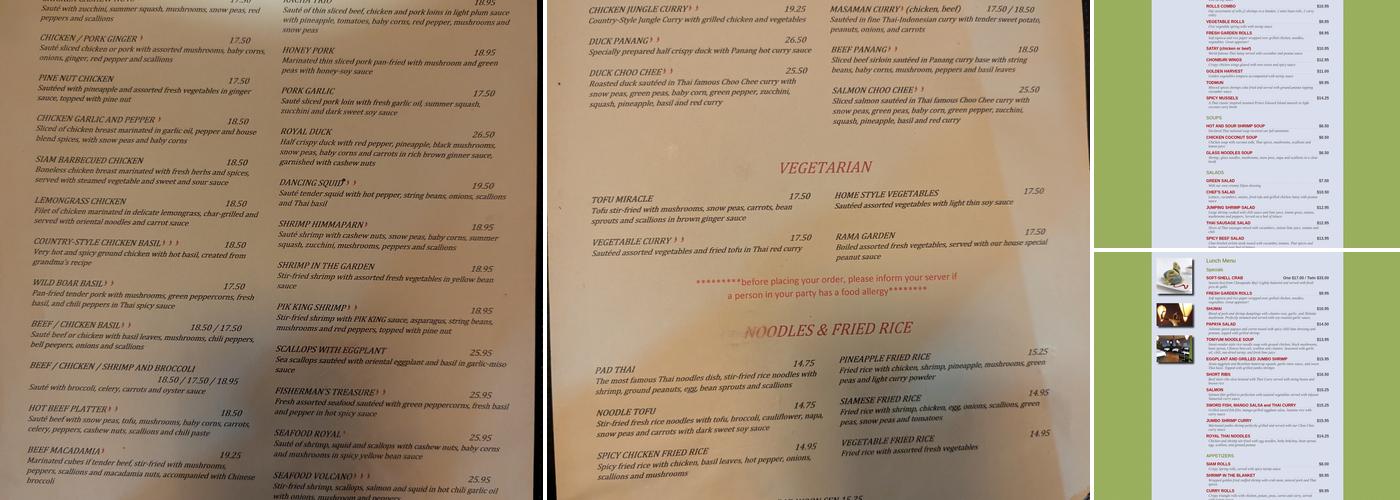 Patou Thai Menu