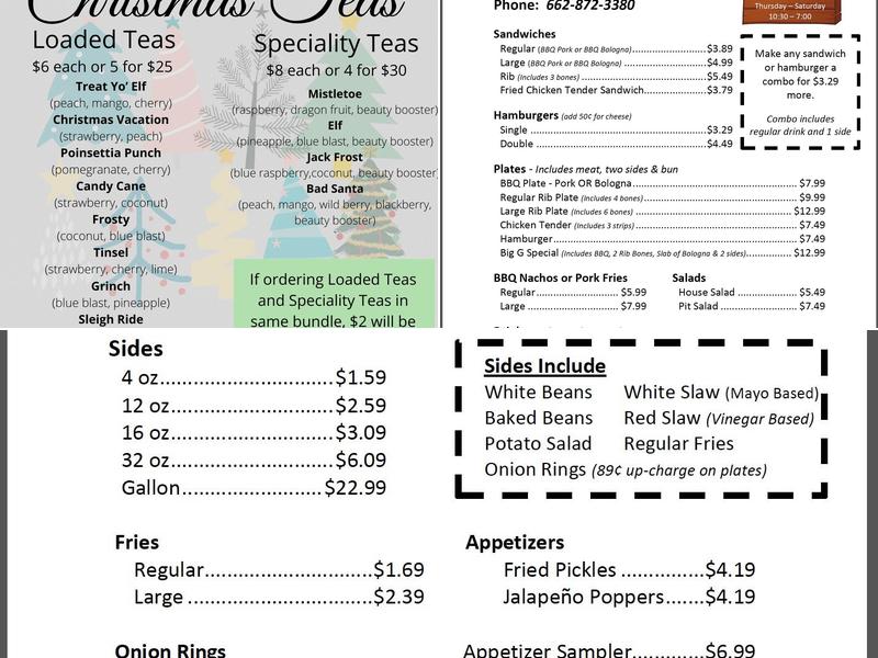 High On The Hog Menu