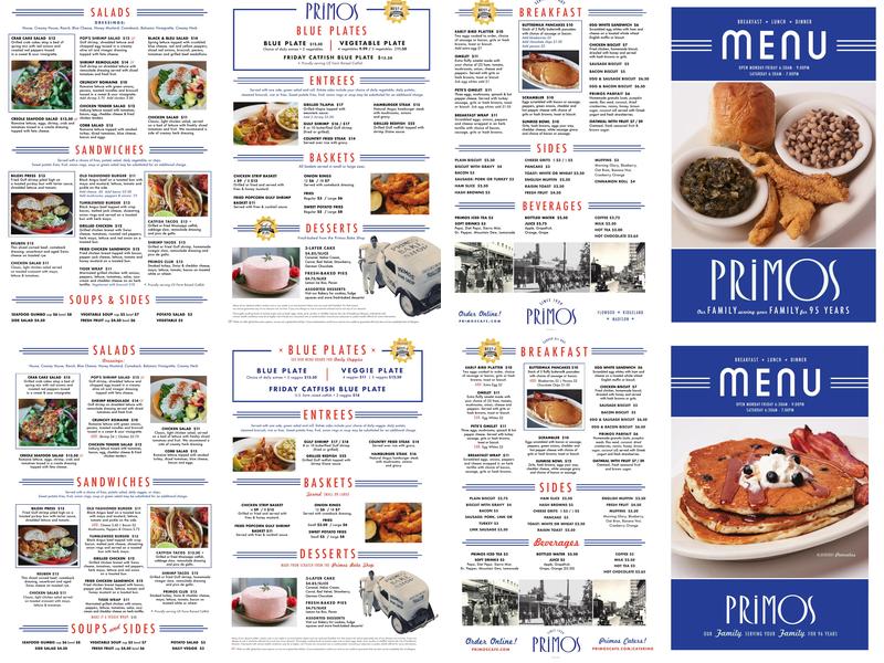 Primos Cafe Menu