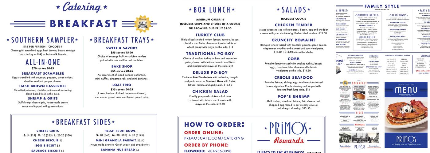 Primos Cafe Menu