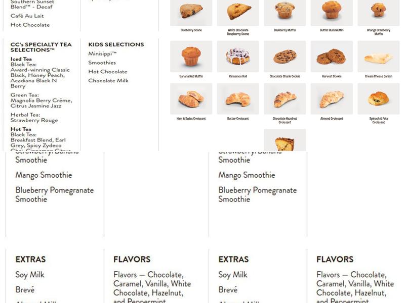 CC's Coffee House Menu