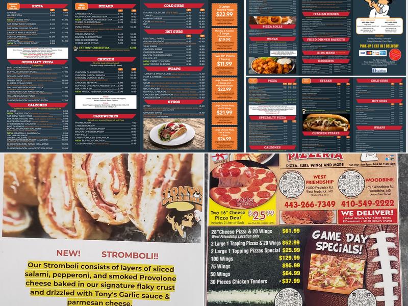 Tony's Pizzeria Menu