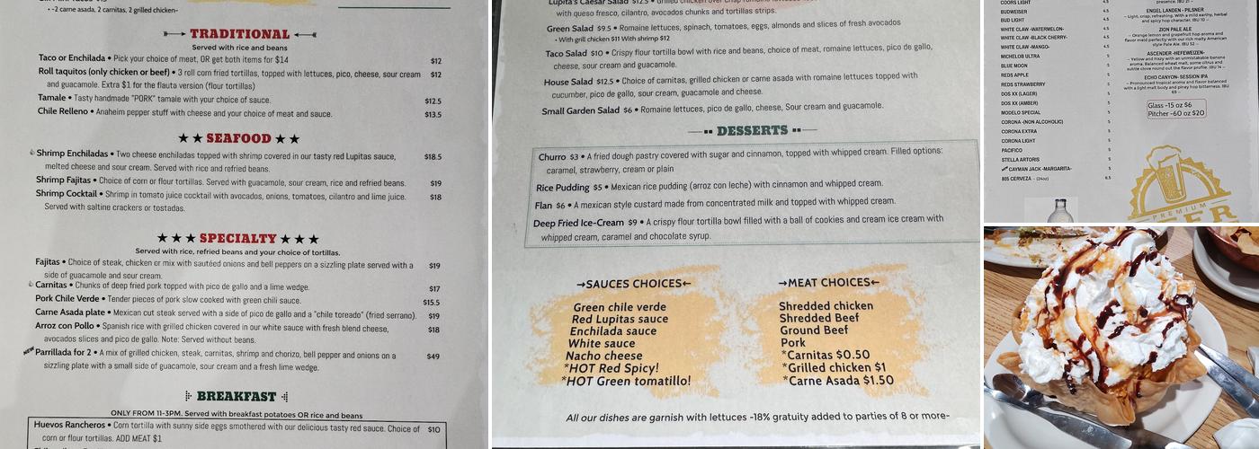 Las Lupitas Mexican Grill Menu