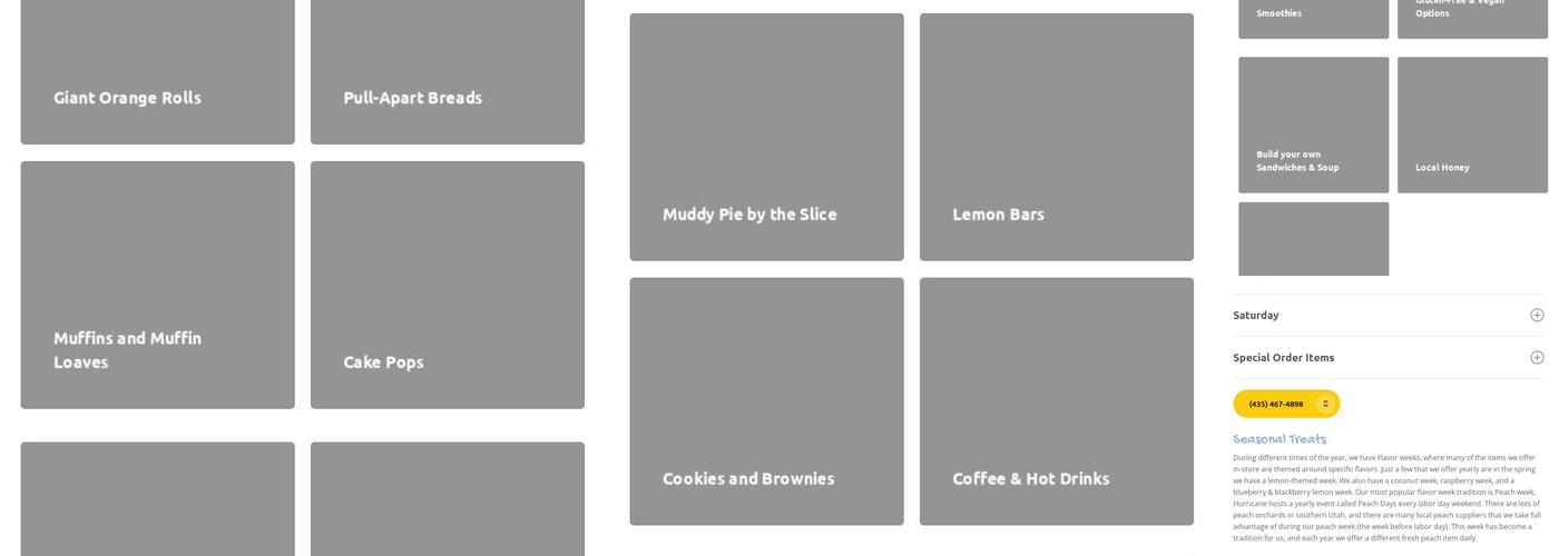 Muddy Bees Bakery Menu