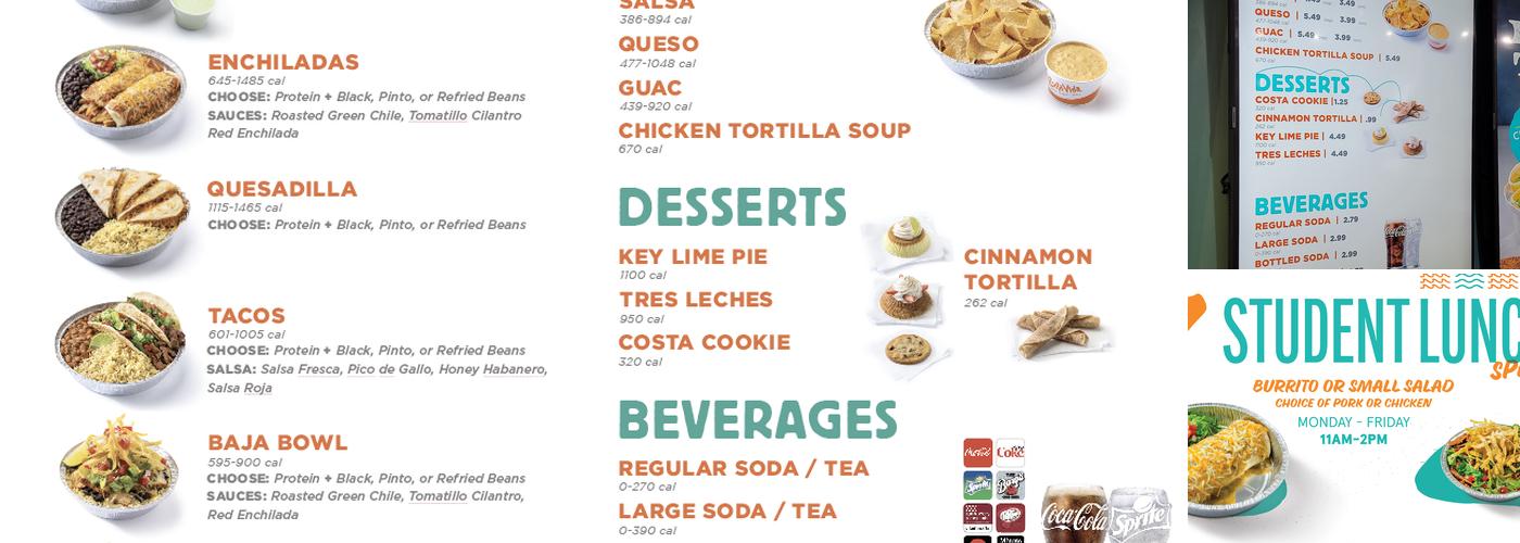 Costa Vida Menu