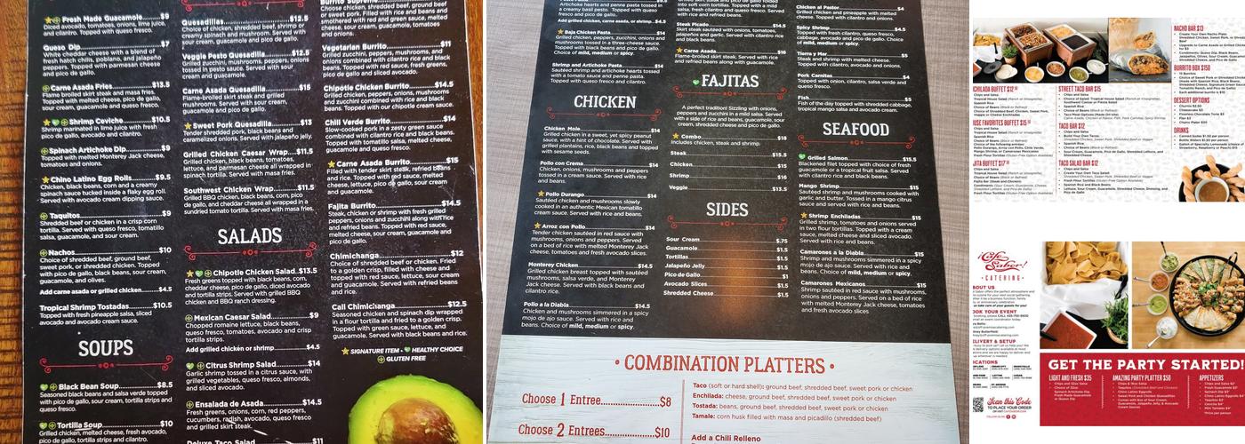 Cafe Sabor Menu