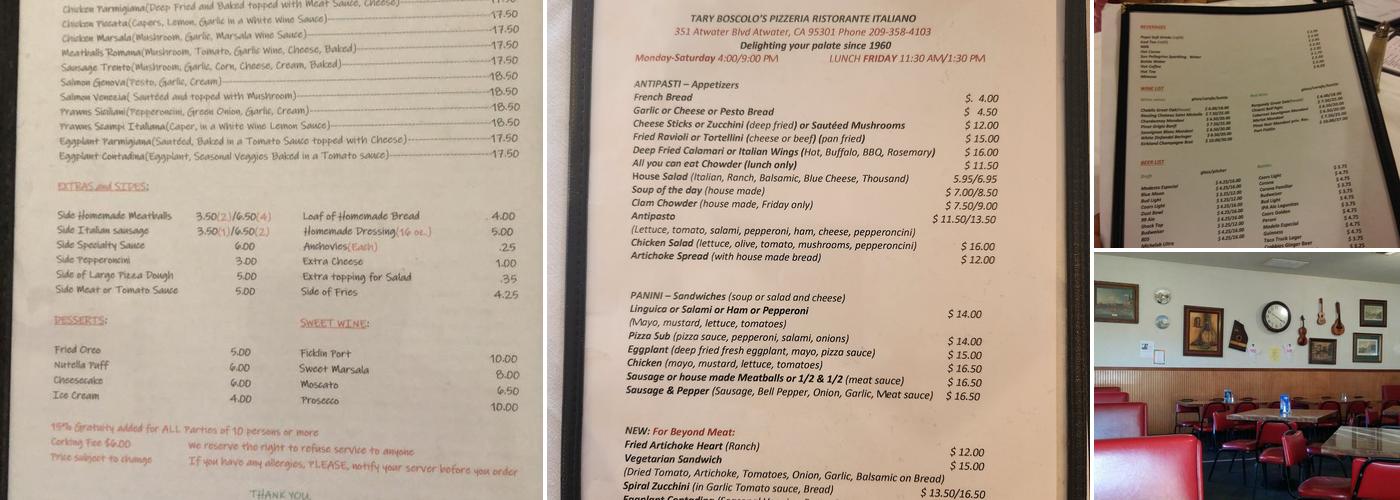 Tary Boscolo's Menu