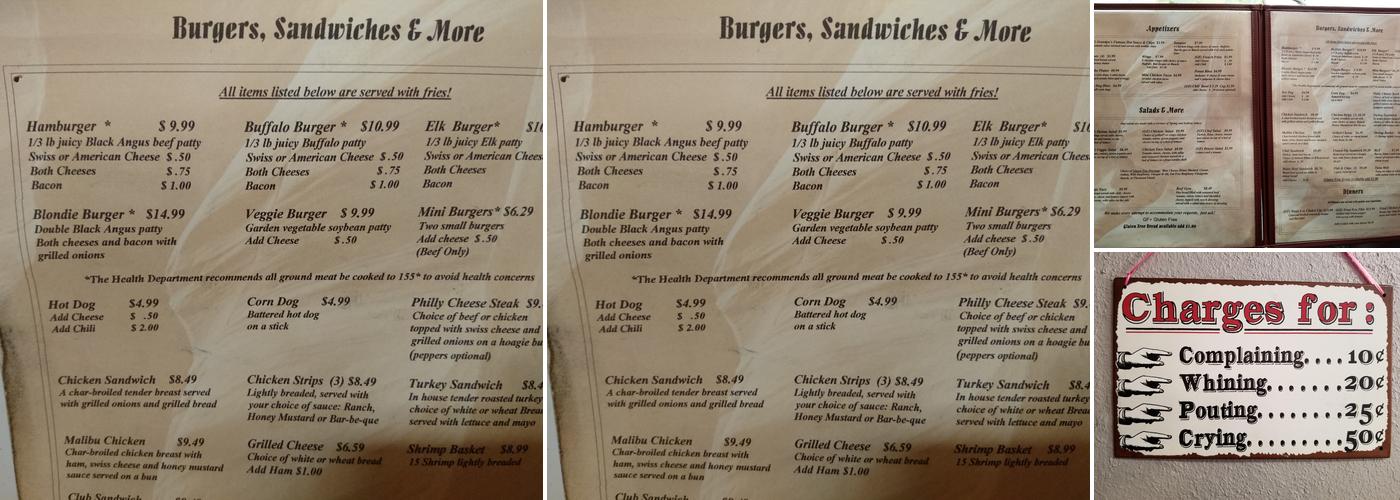 Blondie's Diner Menu