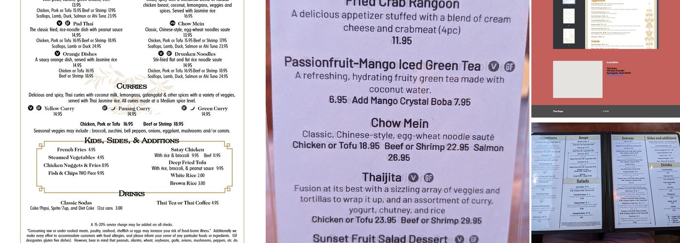 Thai Sapa Menu