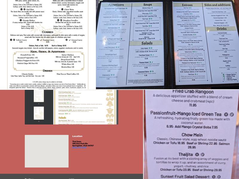 Thai Sapa Menu