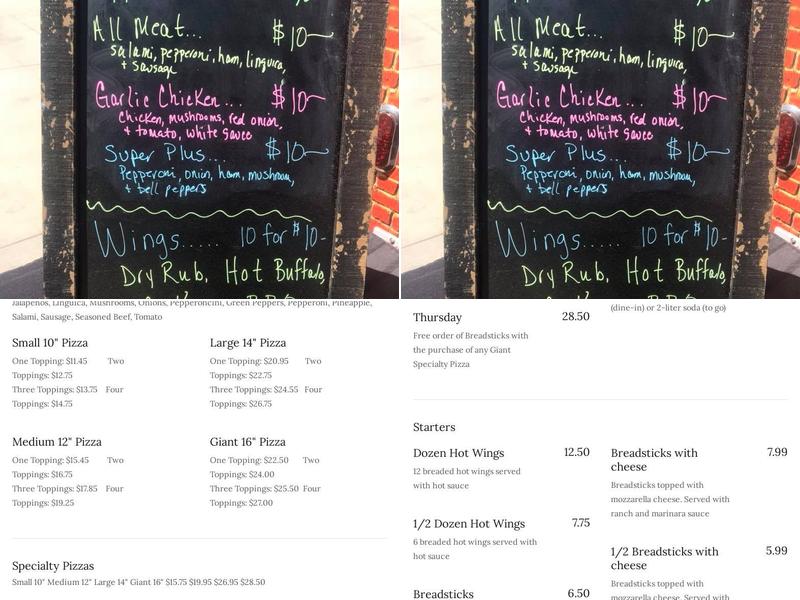 Pizza Plus Menu