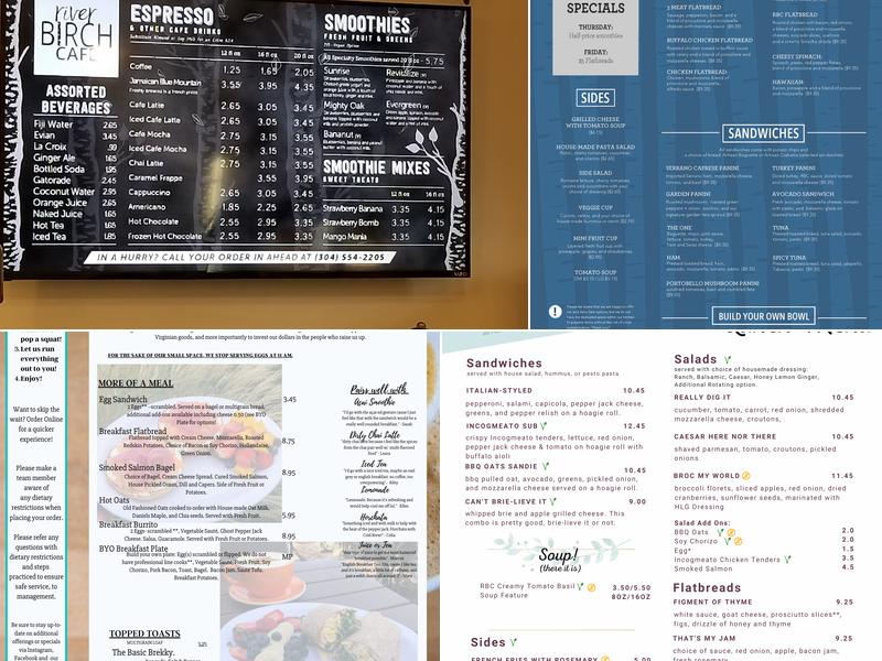 River Birch Cafe Menu