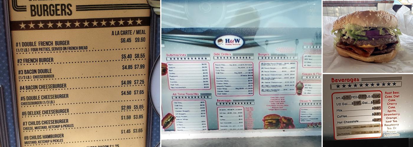 H & W Drive-In Menu