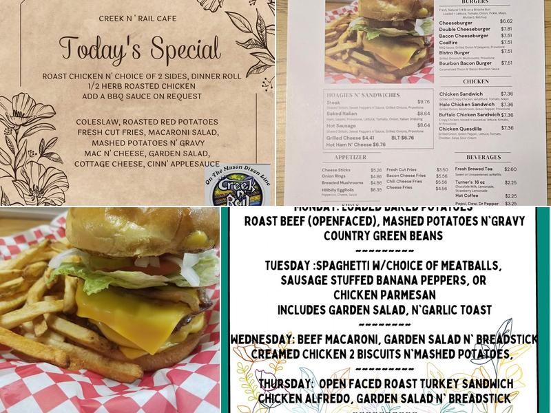 Creek N' Rail Cafe Menu