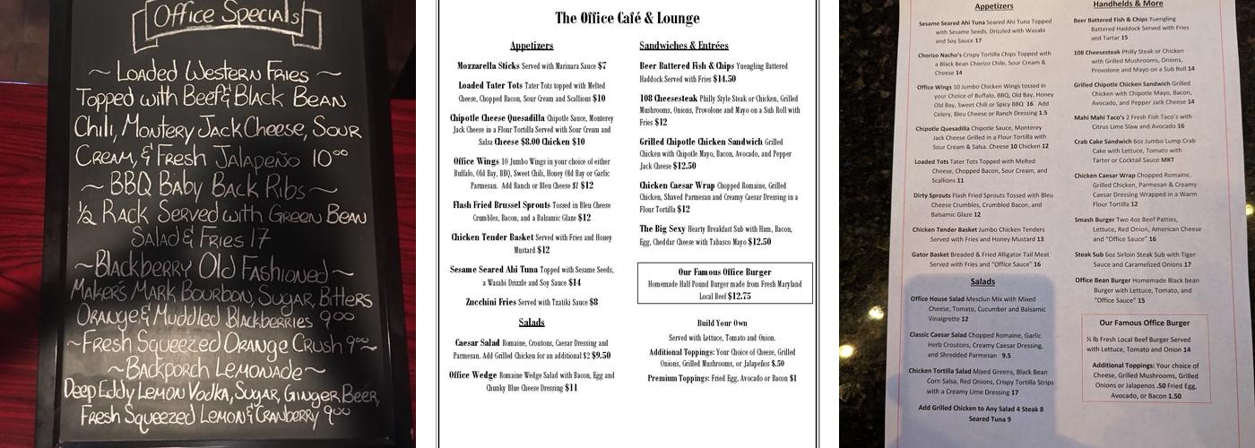 Office Cafe & Lounge Menu