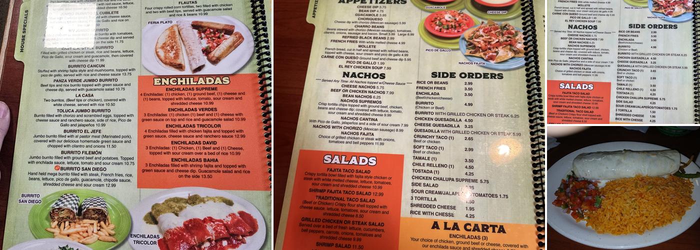 El Rey Mexican Restaurant Fairmont-White Hall Menu