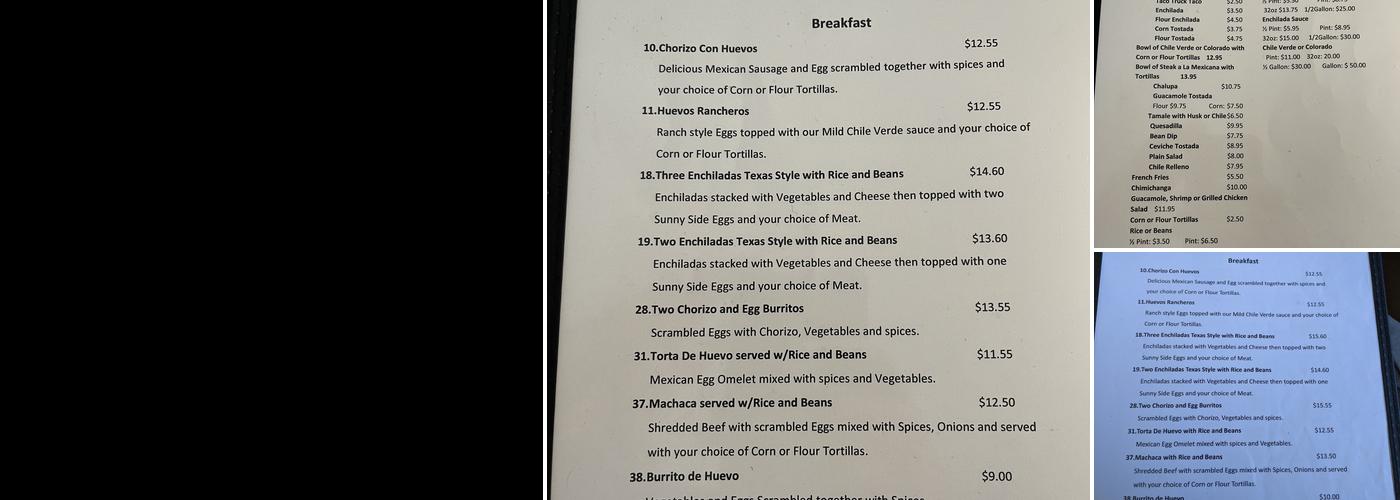 Tequila Cafe Menu