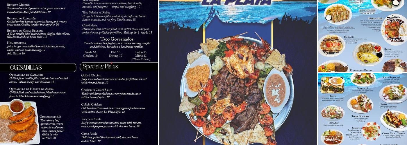 Mariscos La Playa Menu