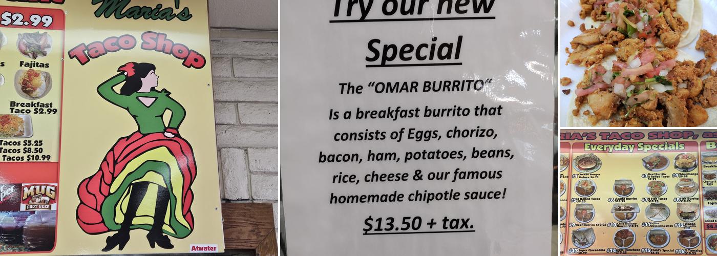 Maria's Taco Shop Menu