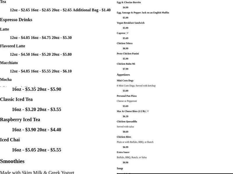 Badger Market at Biochemistry Menu