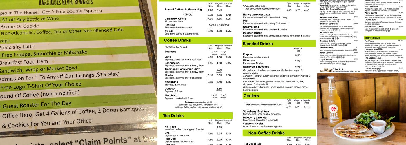 Barriques Coffee - Old Sauk Menu