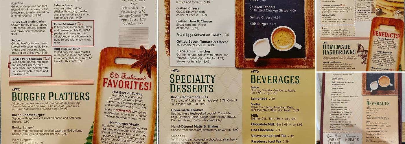 C's Restaurant & Bakery Menu