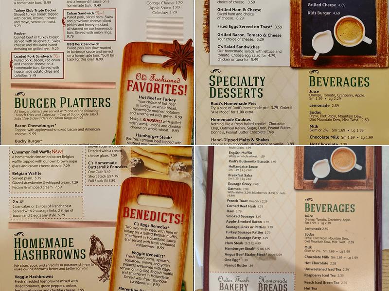 C's Restaurant & Bakery Menu