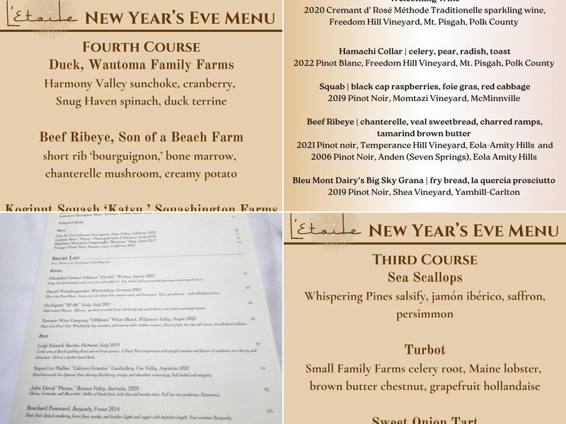 L'Etoile Restaurant Menu