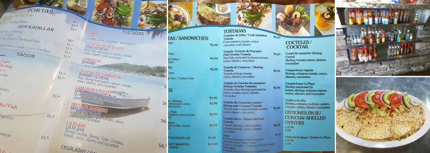 La playa seafood Menu