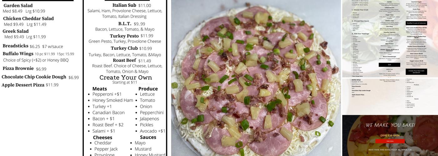 Bob's Take-N-Bake Pizza Menu