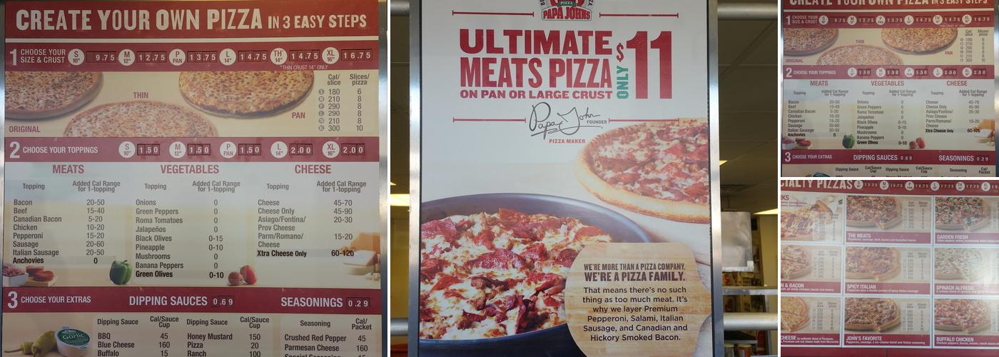 Papa Johns Pizza Menu